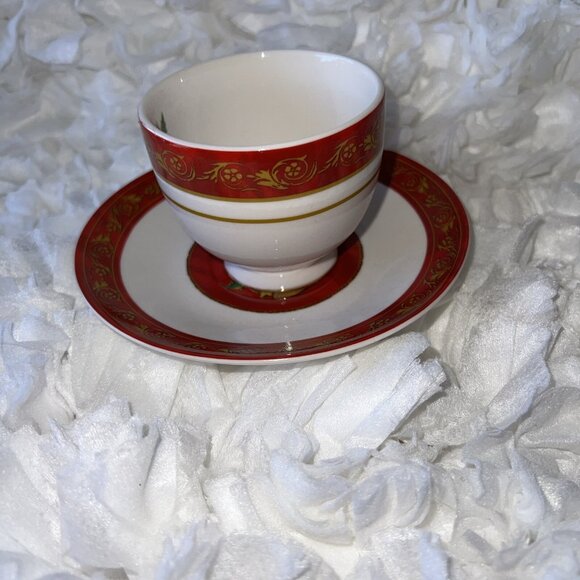 John Grossman Collection 2008 Christmas Bells Teacup Tea saucer Gund red white - Picture 9 of 13